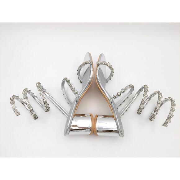 Azalea Wang Emiliano Rhinestone Ankle Wrap Strappy Sandals Women's Size US6 EU37 - Picture 7 of 12